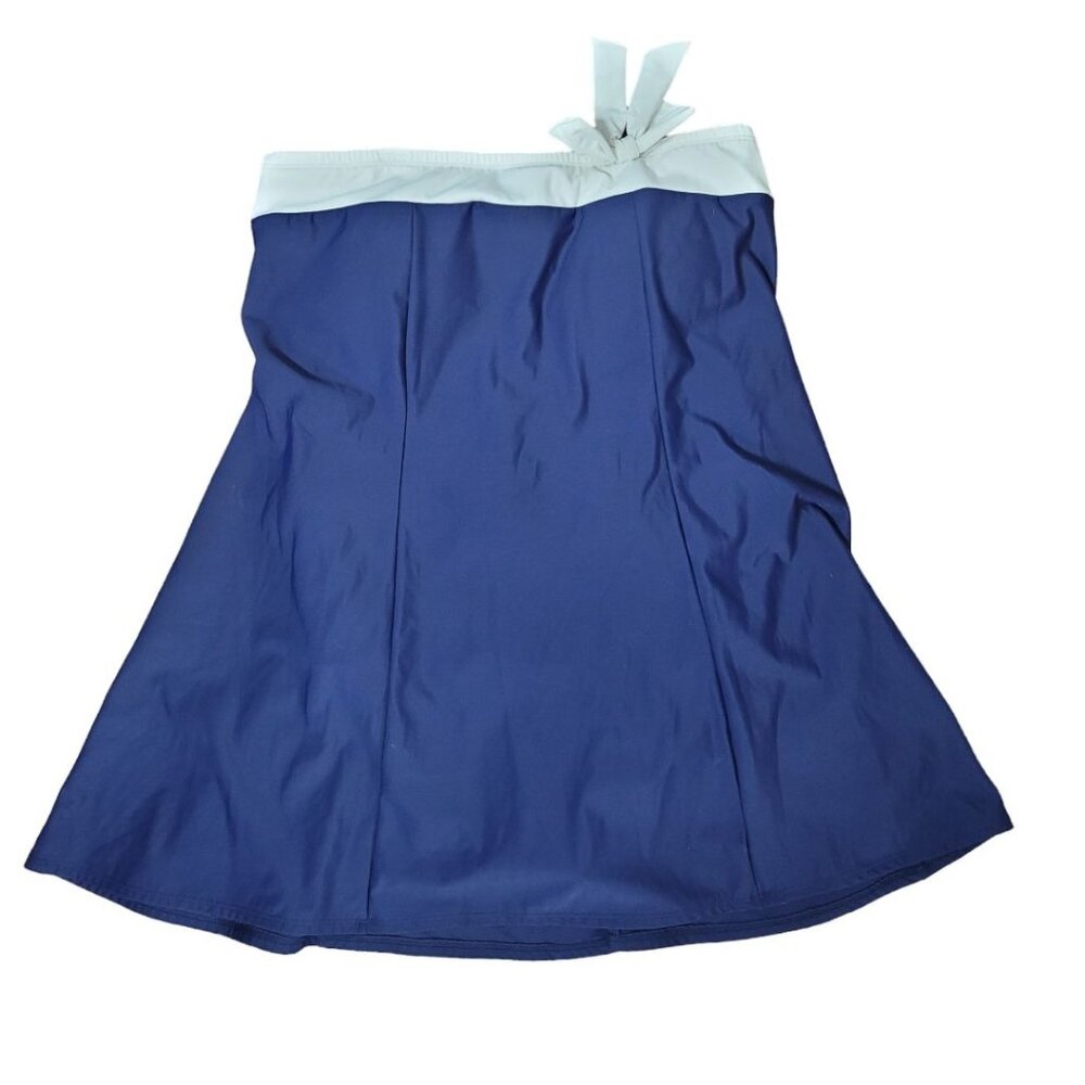 Roman's Swimsuit Dress‎ Strapless Blue White Bow Womens 14W